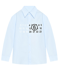 Рубашка с черно-белым логотипом, голубая Mm6 Maison Margiela