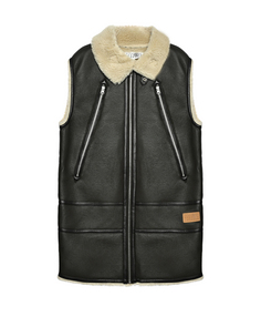 Жилет удлинённый из эко-кожи, коричневый Mm6 Maison Margiela