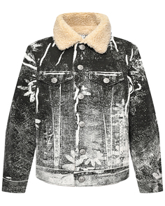 Куртка джинсовая с принтом граффити, серая Mm6 Maison Margiela