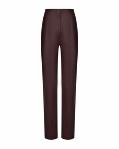Зауженные брюки из кожи, бордовые Alberta Ferretti