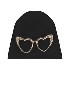 Черная шапка с принтом &quot;очки&quot; Catya