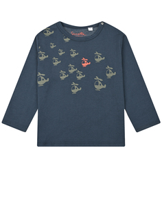 Темно-синяя толстовка с принтом &quot;вертолеты&quot; Sanetta Kidswear