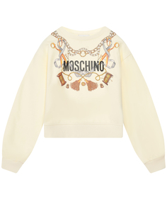Кремовый свитшот с принтом &quot;ножницы и нитки&quot; Moschino