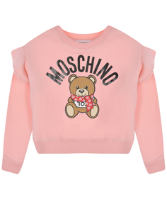 Розовый свитшот с принтом &quot;мишка в шарфике&quot; Moschino