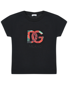 Черная футболка с цветочным лого Dolce & Gabbana