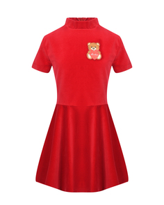 Платье с аппликацией &quot;медвежонок&quot;. красное Moschino