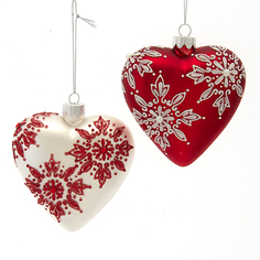 Шар Сердце, в ассортименте, белое/красное, 10,2 см Christmas Inspirations