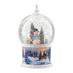 Рождественский шар Снеговик, со снегом белый, LED анимация 15x15x25 см Timstor