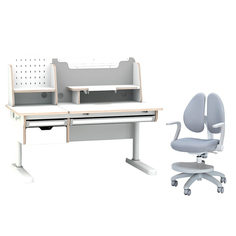 Комплект парта Ammi Grey + кресло Primo Grey с подлокотниками и подставкой Cubby