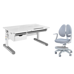 Комплект парта Creare Grey + кресло Primo Grey с подлокотниками и подставкой Fundesk