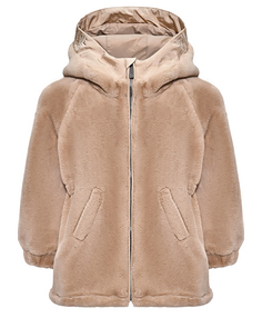 Куртка из эко меха на молнии, бежевая Emporio Armani