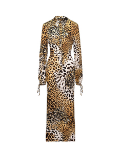 Платье миди по силуэту леопардовое Roberto Cavalli