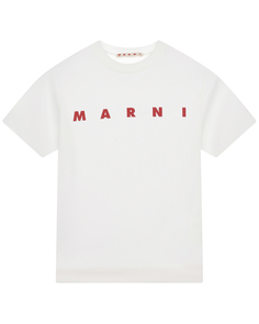 Белая футболка с красным лого Marni