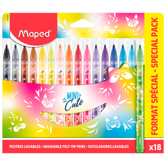 Фломастеры Mini Cute декорированные, смываемые, 18 шт. Maped