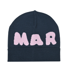 Шапка с розовым лого, синяя Marni