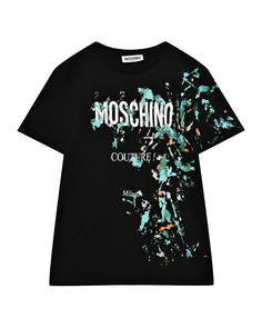 Футболка с принтом &quot;кляксы&quot;, черная Moschino