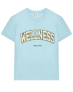 Футболка с надписью wellness, голубая Sporty&Rich