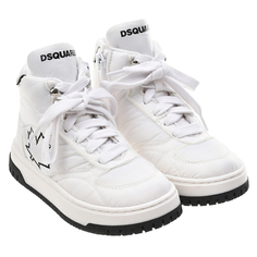 Высокие кеды на шнуровке с логотипом, белые Dsquared2