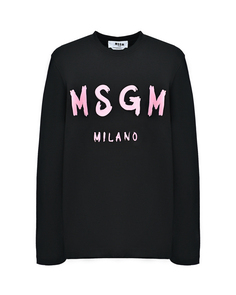 Толстовка с розовым лого, черная Msgm