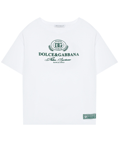 Футболка с зеленым лого, белая Dolce & Gabbana