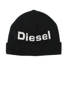 Шапка с белым лого, черная Diesel