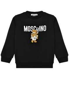 Свитшот с логотипом и принтом мишек, черная Moschino