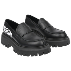 Черные лоферы с белым лого Msgm