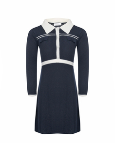 Синее платье с белым воротником Ella B