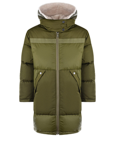 Зеленая куртка с меховой отделкой Yves Salomon