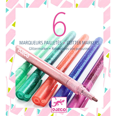 Фломастеры с блестками 6 шт Djeco