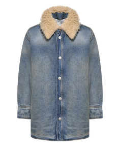 Джинсовая куртка с отделкой эко-мехом Mm6 Maison Margiela