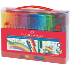 Подарочный набор фломастеров &quot;Connector&quot; 60 шт + 10 клипов для соединения Faber Castell