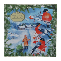 Коробка Снегири 25*25*12 см Кенгуру