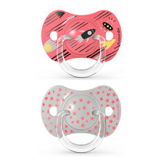 Набор пустышек Space (2 шт) от 6 до 18 месяцев с физиологической силиконовой соской, розовый Suavinex