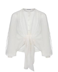 Шелковая блузка с кружевной отделкой Alberta Ferretti