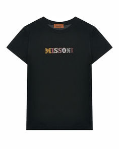 Футболка с лого из страз, черная Missoni
