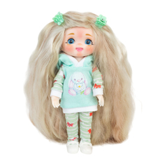 Кастомная кукла Баболи блондинка в голубом худи Carolon