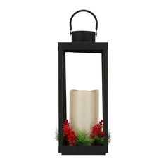 Фонарь со Свечой, черный, LED, 18x18x46 см Timstor