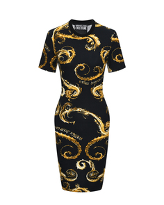 Трикотажное платье с золотым узором Versace