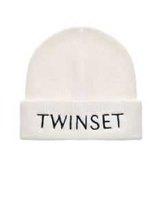 Шапка с вышитым лого, белая Twinset