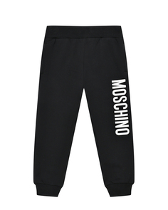 Спортивные брюки с белым лого, черные Moschino