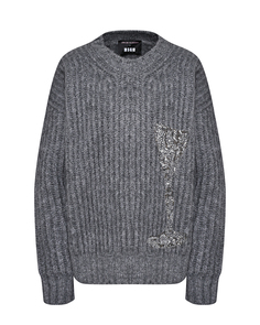 Джемпер с вышивкой, серый Msgm