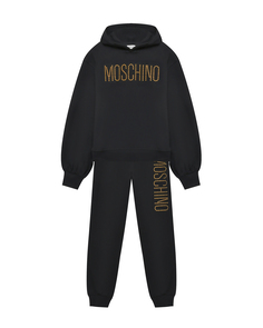 Спортивный костюм: толстовка + брюки с лого из страз Moschino