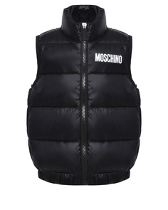 Жилет с логотипом и мишками на спине, черный Moschino
