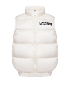 Жилет с логотипом и мишками на спине, белый Moschino