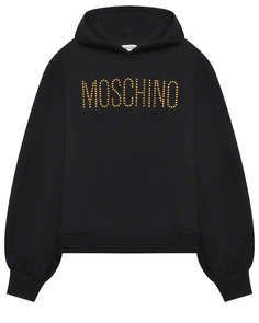 Толстовка-худи с лого из страз Moschino
