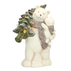 Медведи с Елкой, бело-серый, LED 23x20,5x34,5 см Timstor