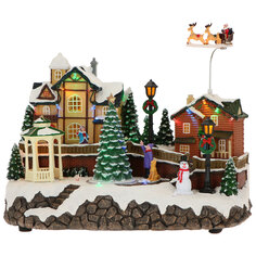 Новогодний сувенир &quot;Деревня с рождественской елкой&quot; с адаптером, 29,5x19,5x20 см Timstor