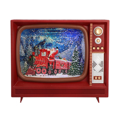 Фигурка Санта в Телевизоре, со снегом, LED 29,9x9x21 см Timstor