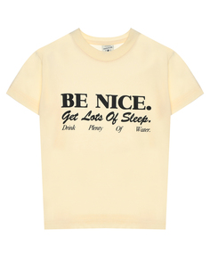 Футболка с надписью be nice, кремовая Sporty&Rich